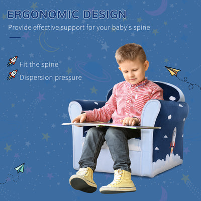 HOMCOM Children Chair Armchair Single Sofa,  50 x 39 x 44cm, for 18M+, Blue 