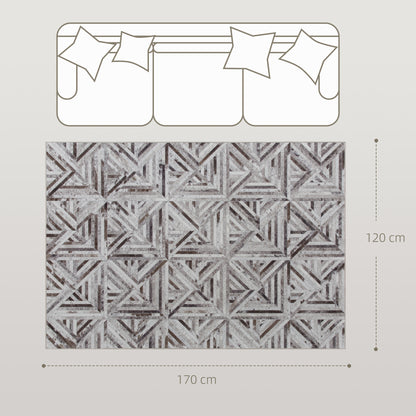 HOMCOM Modern Area Rug, Triangle Pattern Non-Slip Washable Rug, Chenille Floor Carpet for Living Room, Bedroom, Dining Room, Home Office, 170 x 120 cm, Brown