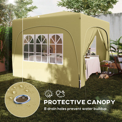 Outsunny 3 x 3m Pop-Up Gazebo Shelter, with Accessories - Sand 