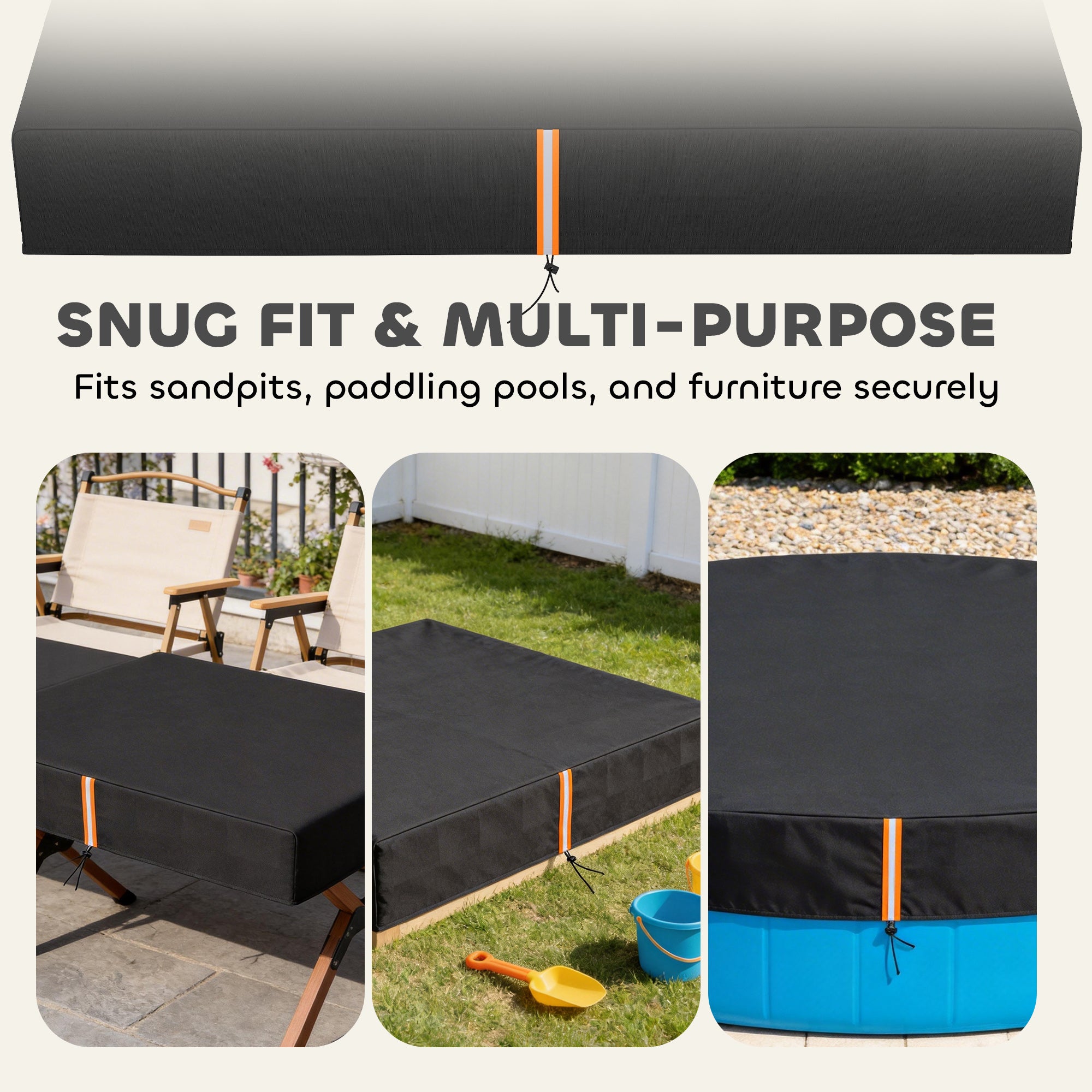 AIYAPLAY Sandbox Cover, Square Sandpit Cover Waterproof Dustproof UV Protection, Sandbox Canopy with Drawstring and Elastic Band 