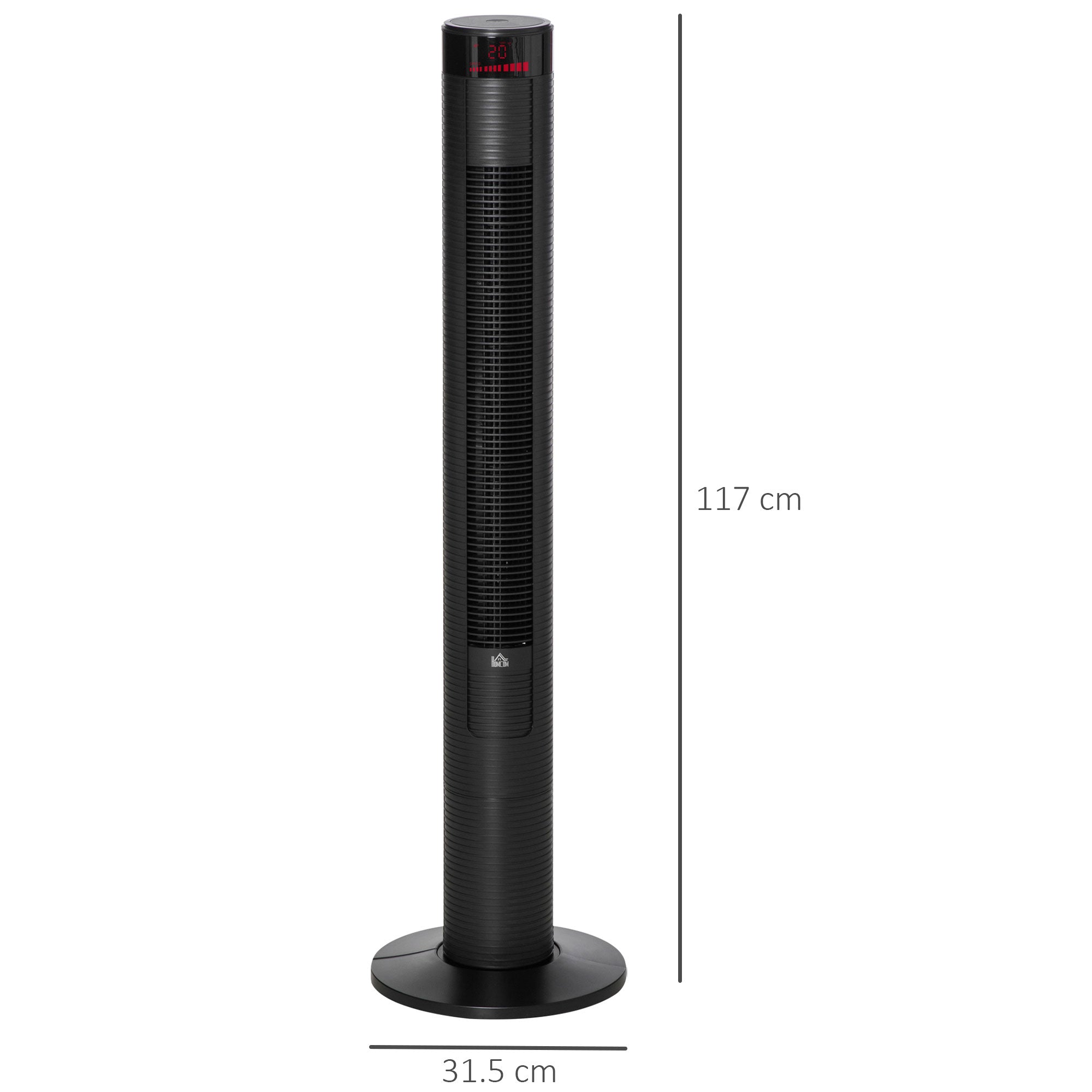 HOMCOM 46" Oscillating Tower Fan with Remote Control, 12H Timer, 3 Speed, 4 Modes, Quiet Cooling Fans, Electric Floor Standing Fan for Home Bedroom Office, Black 