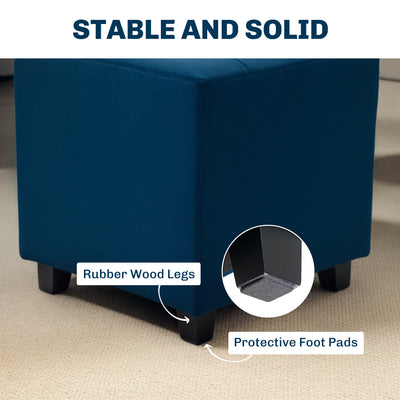 HOMCOM Velvet-Feel Square Ottoman - Blue 