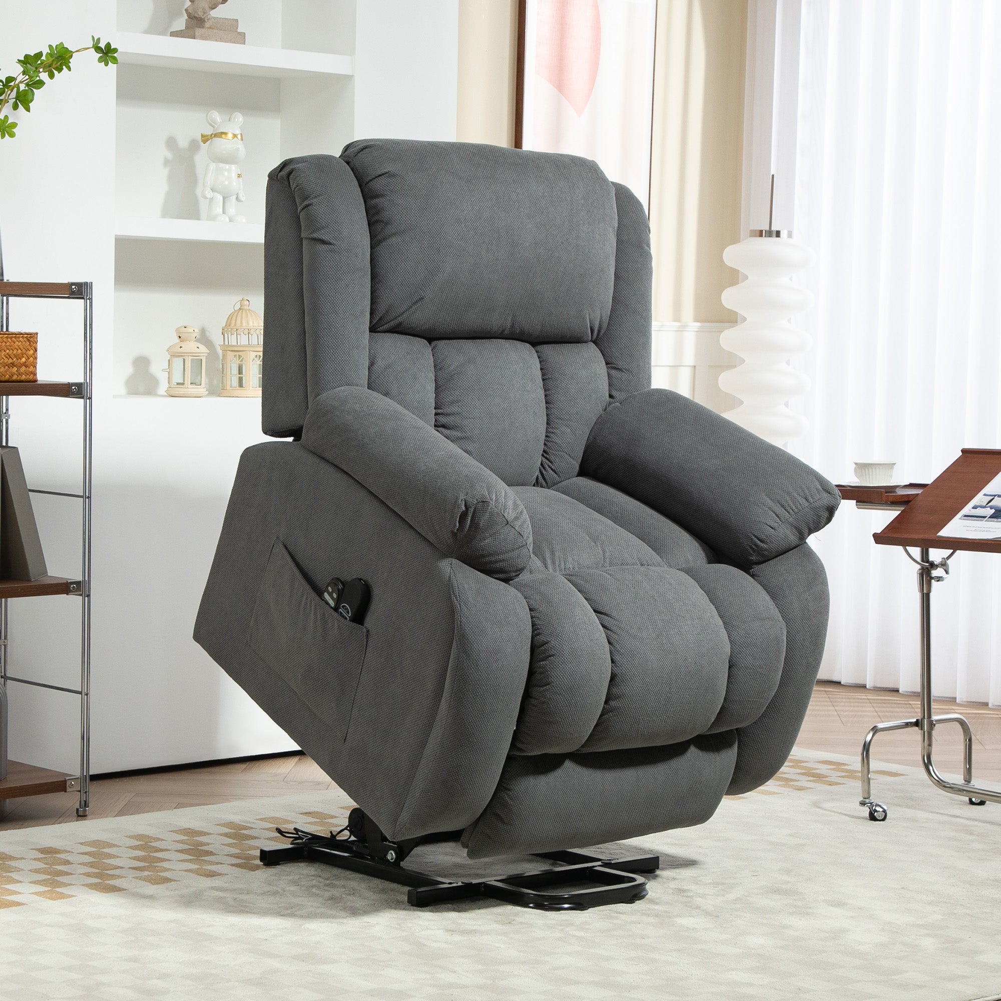 HOMCOM Recliner Armchair Lift Chair, Electric Recliner Chair with Vibration Massage and Heat, Wide Seat, USB Port, Grey 