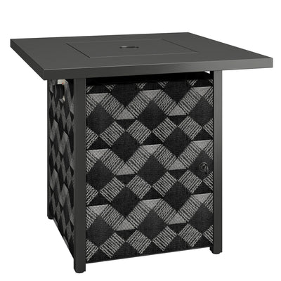 Outsunny Square Propane Gas Fire Pit Table,12 KW Firepit Outdoor Patio Heater with Glass Wind Guard, Lava Rocks, Gas Tank Holder 