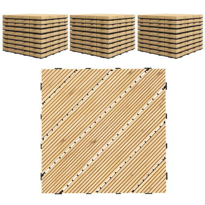 Outsunny 27 Pcs Wooden Interlocking Decking Tiles, 30 x 30 cm Anti-slip Outdoor Flooring Tiles, 0.81\'e3\'8e\'a1 per Pack, All Weather Use for Patio, Balcony, Terrace, Hot Tub, Yellow 