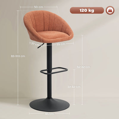 HOMCOM Set of Two Relaxed Tub Bar Stools - Orange 