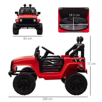 HOMCOM Kids Electric Ride On Car 12V Off Road Toy with Parental Remote Control 2 Motors Horn Lights Suspension Wheels for 3-6 Years Old Red 