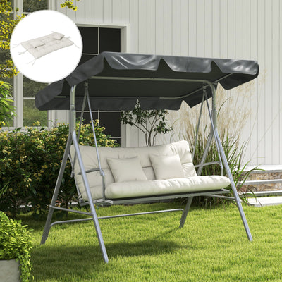 Outsunny Back and Seat Cushion Replacement with 2 Pillows, Patio Chair Cushions Set with Ties, White 