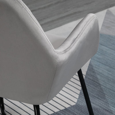 HOMCOM Velvet-Feel Plisse Back Accent Chair - Grey 