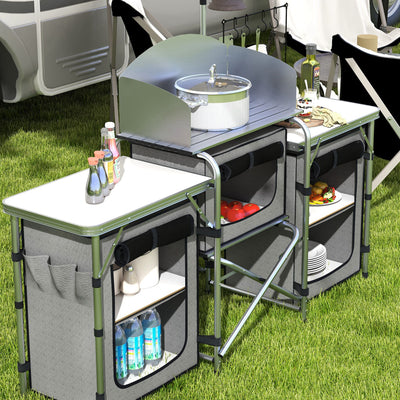 Outsunny Multi-Storage Portable Camping Kitchen, with Carry Bag 