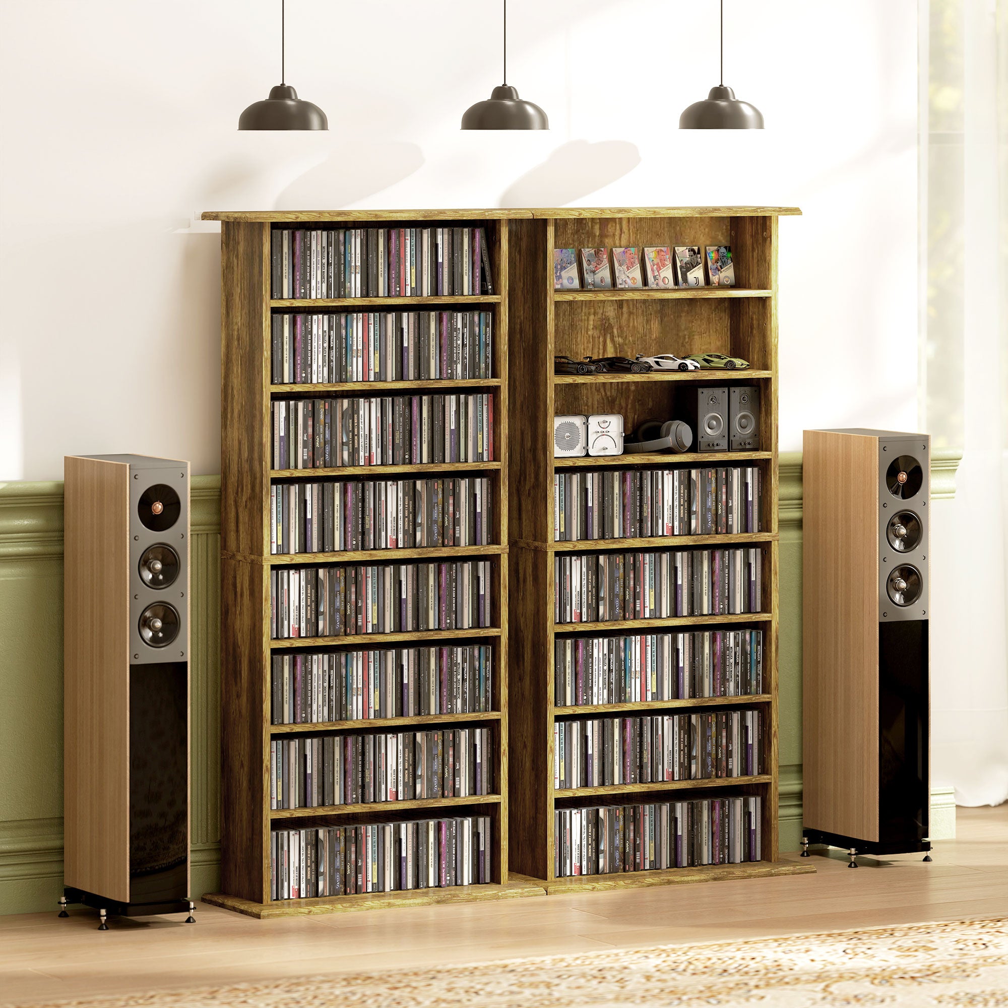HOMCOM 360 CD Storage Unit - Rustic Brown 