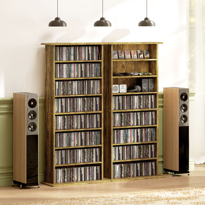 HOMCOM 360 CD Storage Unit - Rustic Brown 