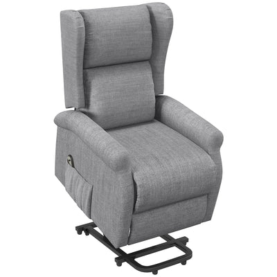 HOMCOM Power Lift Recliner Armchair, Electric Lift Chair for Elderly, Fabric Riser and Reclining Chair with Remote Control, Side Pockets, Extended Footrest, for Living Room, Grey 