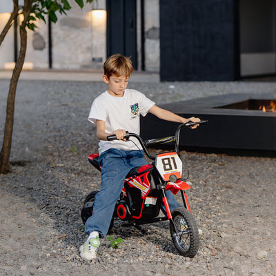 AIYAPLAY Kids Electric Motorbike, 24V Ride On Motorcycle with 3 Speeds and Rear Suspension, Dirt Bike for 8-12 Years Old, Red 