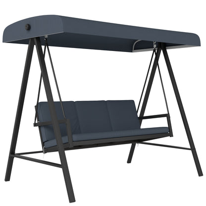 Outsunny Three-Seat Garden Swing Chair, with Adjustable Canopy - Dark Grey 