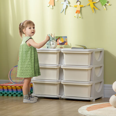 HOMCOM Kids Storage Unit, with Six Drawers - Cream 