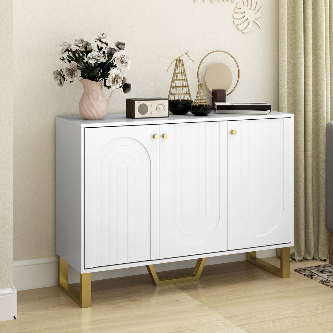 HOMCOM 3-Door Sideboard Storage Cabinet - White 