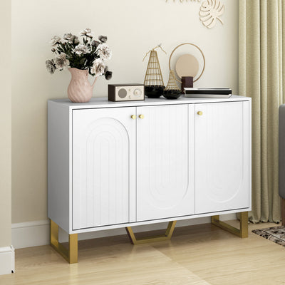 HOMCOM 3-Door Sideboard Storage Cabinet - White 