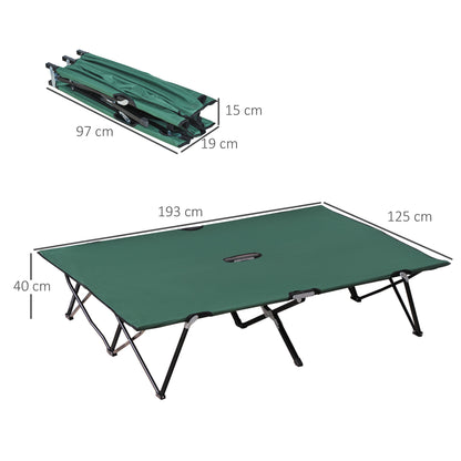 Outsunny Double Camping Cot Bed, with Bag - Green 