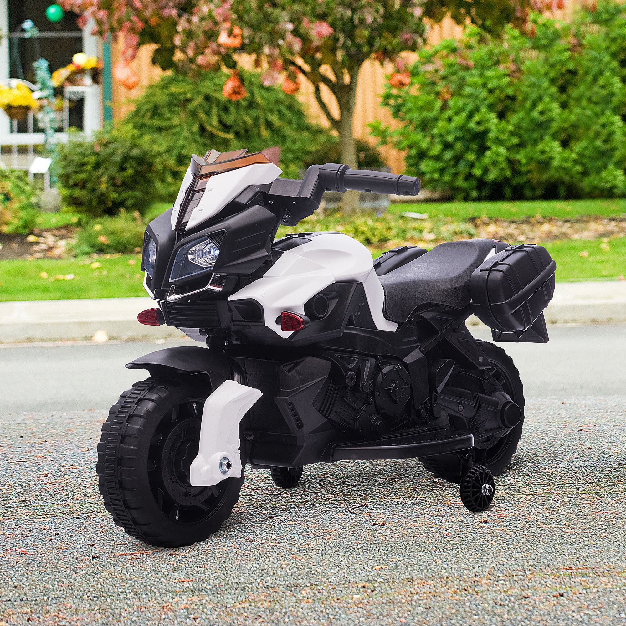 HOMCOM Kids Electric Motorbike 6V Ride on Motorcycle Vehicle w/ Lights Horn Sounds for 1.5-4 Years Old White 