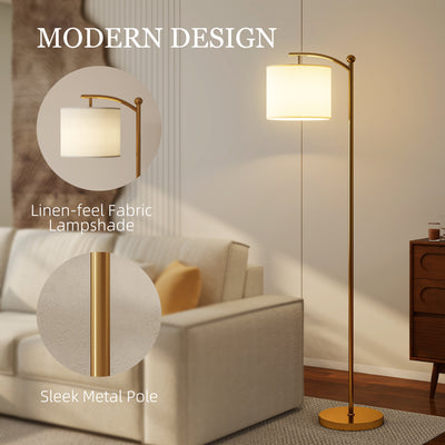 HOMCOM LED Floor Lamp with Remote Control - Gold Tone 