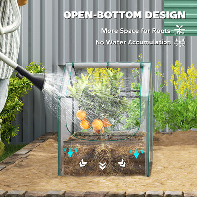 Outsunny 61 x 61cm Garden Planter Bed, with Cover - Green 