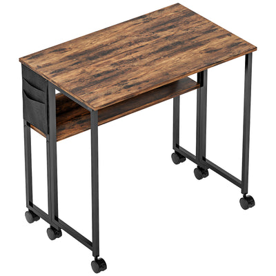HOMCOM 80 cm Drop Leaf Writing Work Desk - Rustic Brown 