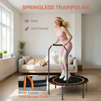 SPORTNOW 40" Foldable Fitness Trampoline Rebounder with Handle, Orange 