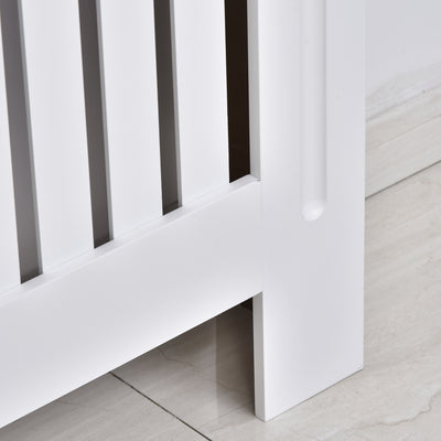 HOMCOM Slatted Radiator Cover Painted Cabinet MDF Lined Grill in White (152L x 19W x 81H cm) 