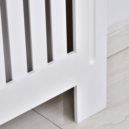 HOMCOM Slatted Radiator Cover Painted Cabinet MDF Lined Grill in White (152L x 19W x 81H cm) 