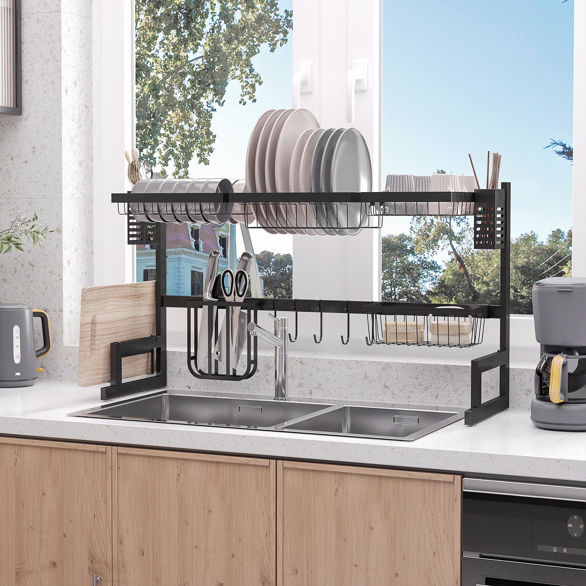 HOMCOM 93cm Modular Over-Sink Drying Rack 