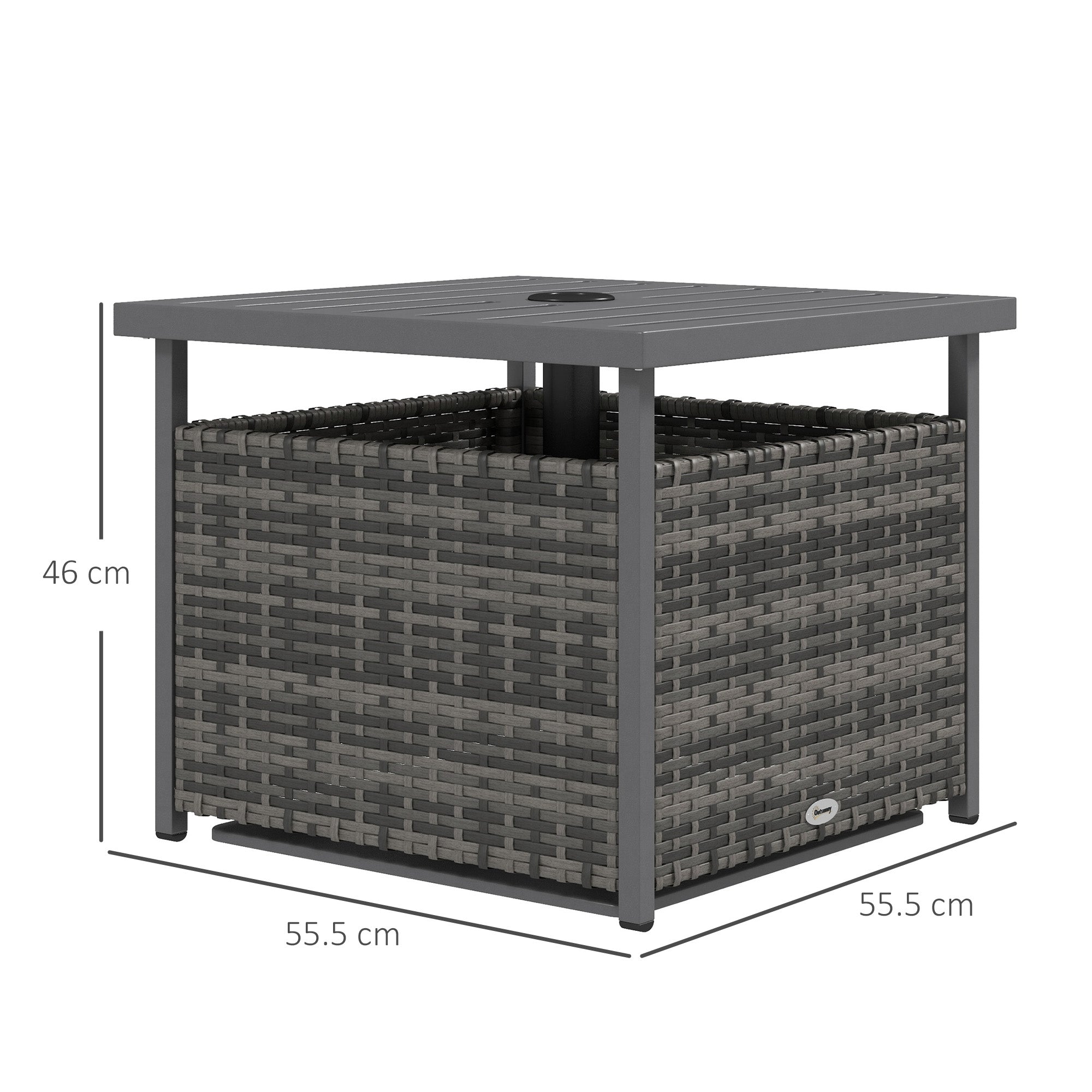 Outsunny Outdoor Rattan Wicker Coffee Table w/ Umbrella Hole Suitable for Garden Garden 