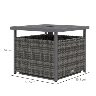 Outsunny Outdoor Rattan Wicker Coffee Table w/ Umbrella Hole Suitable for Garden Garden 