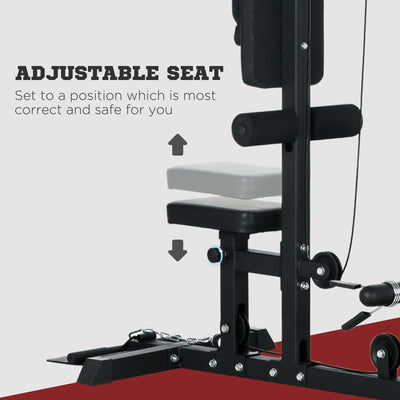 SPORTNOW Pull Up Station, Power Cage with Adjustable Seat, for Home Gym - Black 