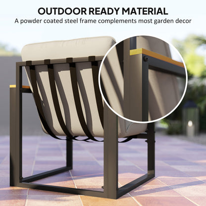 Outsunny Garden Furniture Set, 4 Piece Indoor Outdoor Conservatory with Loveseat Sofa, Armchairs, Glass Top Coffee Table, Cushions for Balcony, Poolside, Patio, Light Grey 