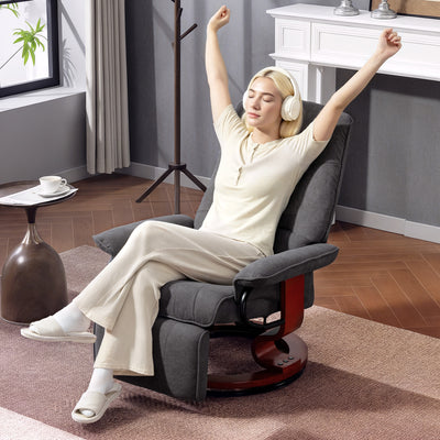 HOMCOM Reclining Swivel Chair, with Footrest - Grey 