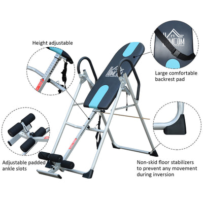 HOMCOM Foldable Gravity Inversion Table Back Therapy Home Fitness Bench Black 