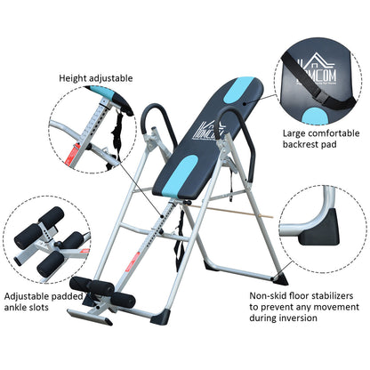 HOMCOM Foldable Gravity Inversion Table Back Therapy Home Fitness Bench Black 