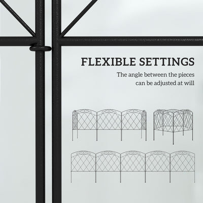 Outsunny 3m Decorative Metal Garden Fence - Diamond and Swirl Pattern 