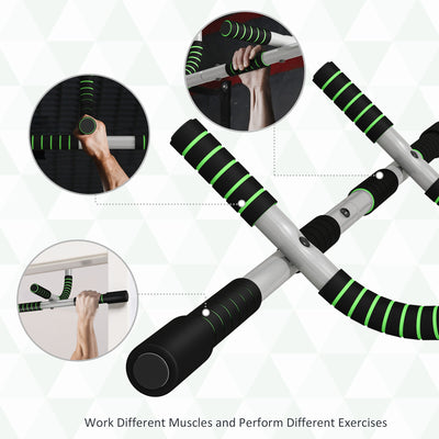 HOMCOM Pull-Up Bar for Doorway, Home Fitness Door Horizontal Push up Bar for Indoor Gym Upper Body Workout, Green 