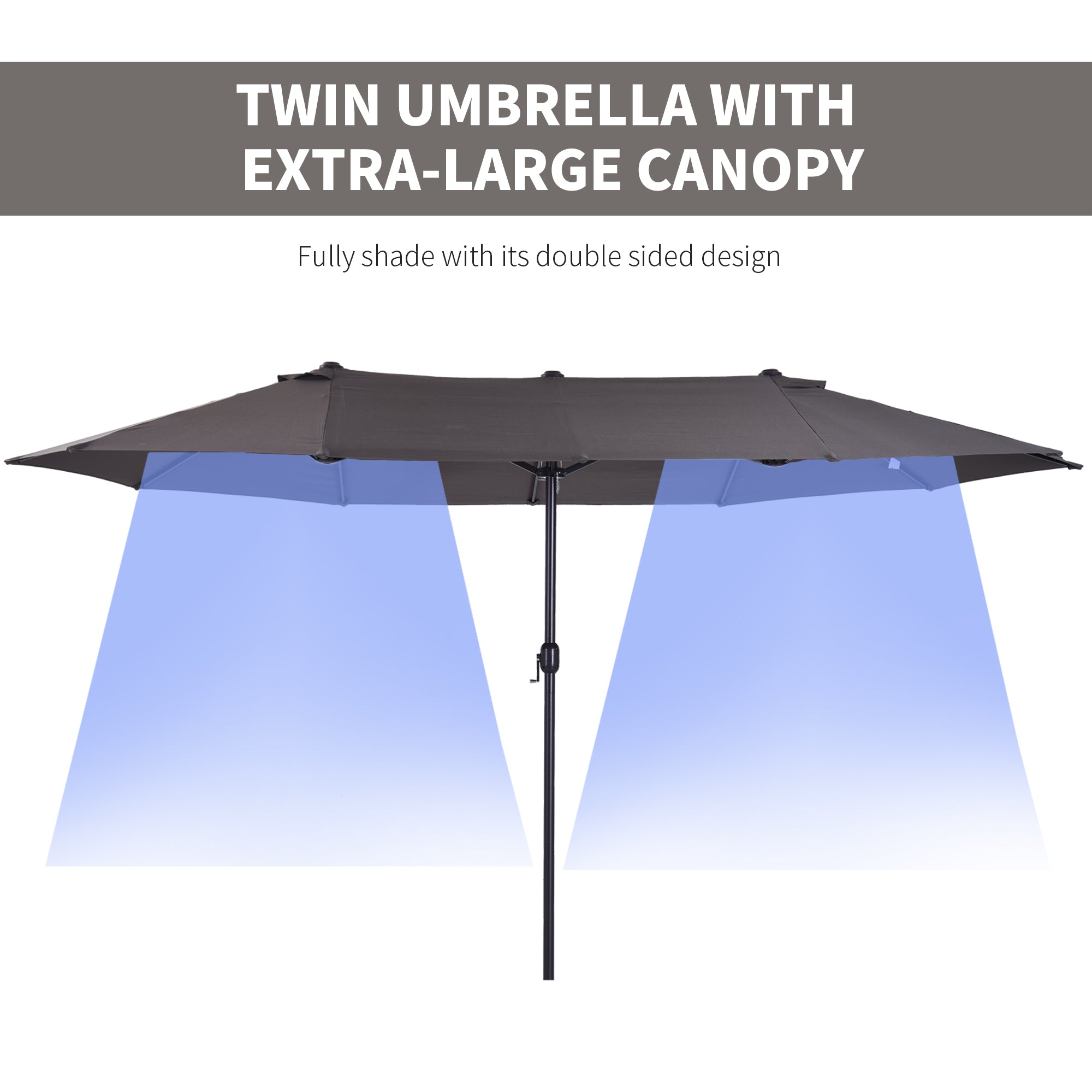 Outsunny 4.6m Garden Parasol Double-Sided Sun Umbrella Patio Market Shelter Canopy Shade Outdoor Grey 
