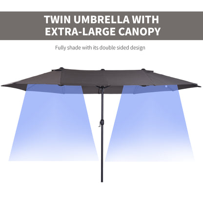Outsunny 4.6m Garden Parasol Double-Sided Sun Umbrella Patio Market Shelter Canopy Shade Outdoor Grey 