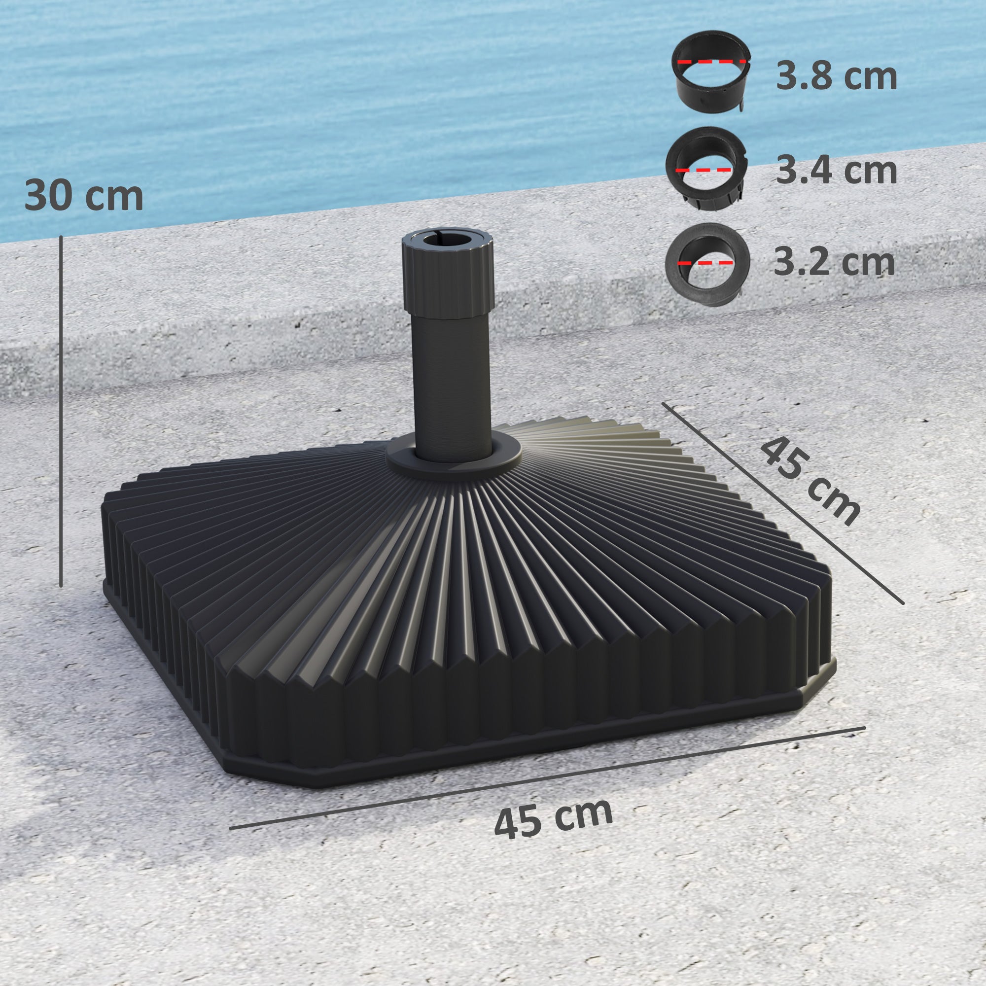 Outsunny Patio Umbrella Stand, Heavy Duty Outdoor Parasol Base, Sand/Water Filled, Black 