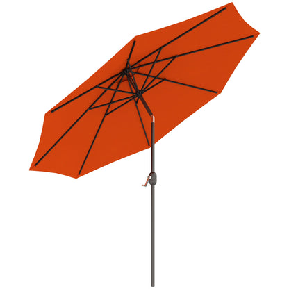 Outsunny 3(m) Garden Parasol Umbrellas, Outdoor Sun Shade with 8 Ribs, Tilt and Crank Handle for Balcony, Bench, Garden, Orange 