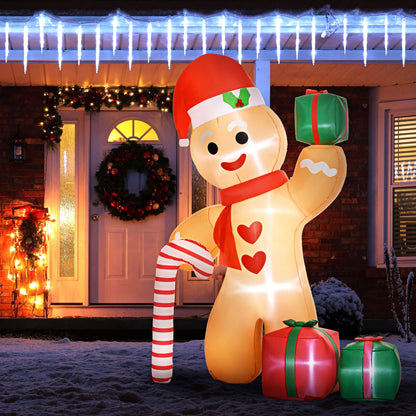 Outsunny 8ft Inflatable Gingerbread Christmas Decoration 