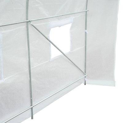 Outsunny 3.5 x 2 x 2 m Polytunnel Greenhouse, Walk-in Green House for Garden with Mesh Windows, Galvanised Steel Frame, White 