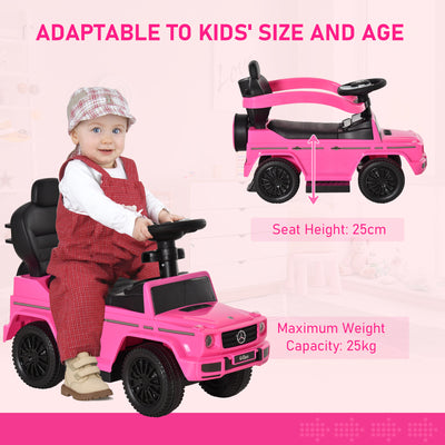 HOMCOM 3 in 1 Kids Children Ride on Push Car Toddler Sliding Car G350 Licensed Walker Foot to Floor Slider Push-Along with Horn Steering Wheel NO POWER Manual, Pink 