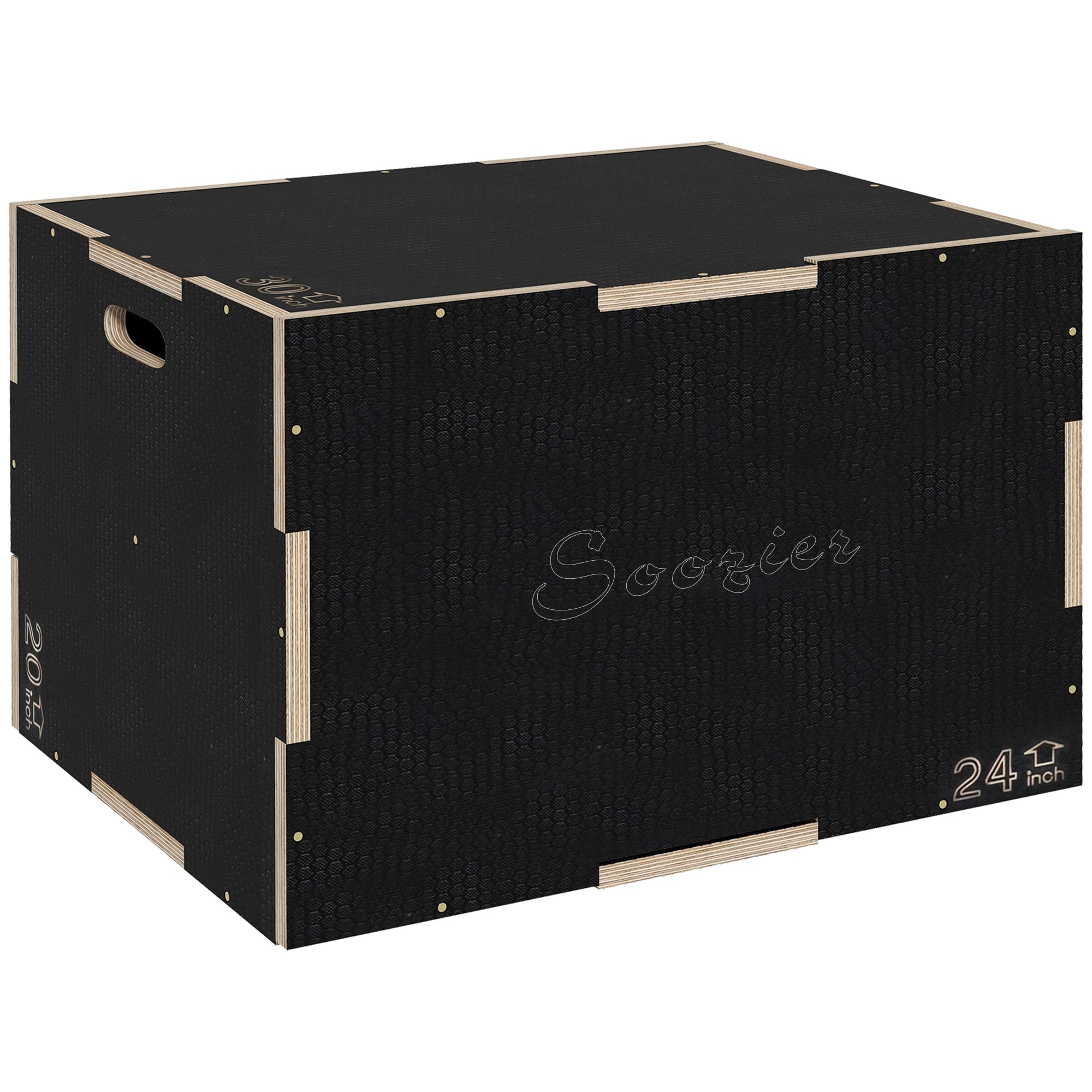 SPORTNOW Multi-Faceted Jump Box, Wooden Step Up Box, for Home, Gym, Exercise, 41/51/61cm - Black 