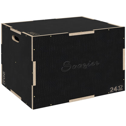 SPORTNOW Multi-Faceted Jump Box, Wooden Step Up Box, for Home, Gym, Exercise, 41/51/61cm - Black 