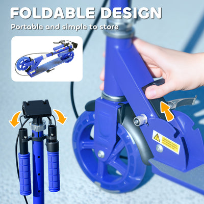 AIYAPLAY Scooter for Kids Ages 3-8 with Adjustable Handle, 2 Light up Wheels, Handbrake & Rear Brake for Girls and Boys, Blue 